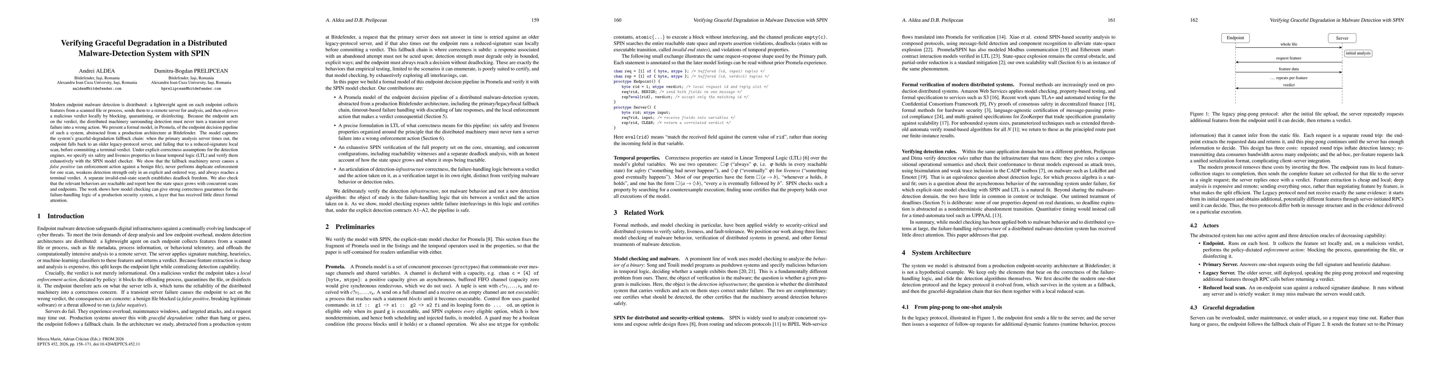 Thumbnail for Verifying Graceful Degradation in a Distributed Malware-Detection System with SPIN