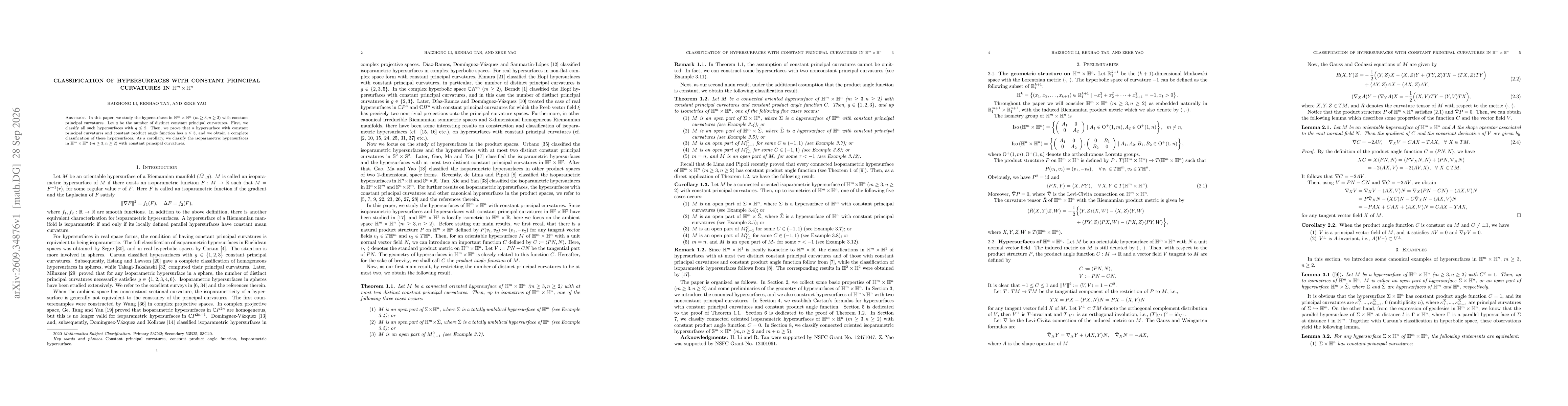 Thumbnail for Classification of hypersurfaces with constant principal curvatures in $\mathbb{H}^m\times \mathbb{H}^n$