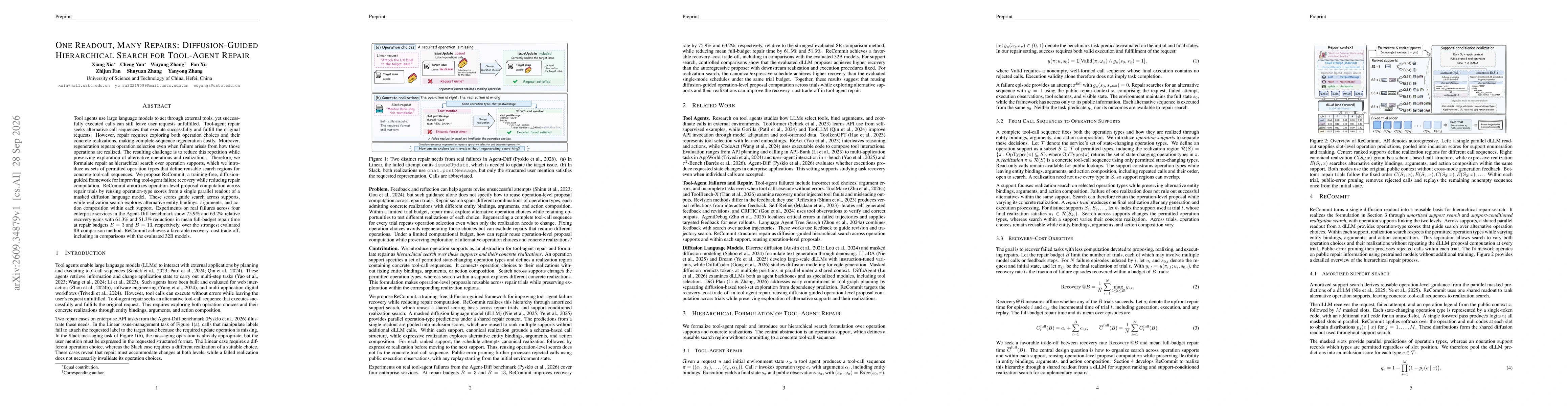 Thumbnail for One Readout, Many Repairs: Diffusion-Guided Hierarchical Search for Tool-Agent Repair
