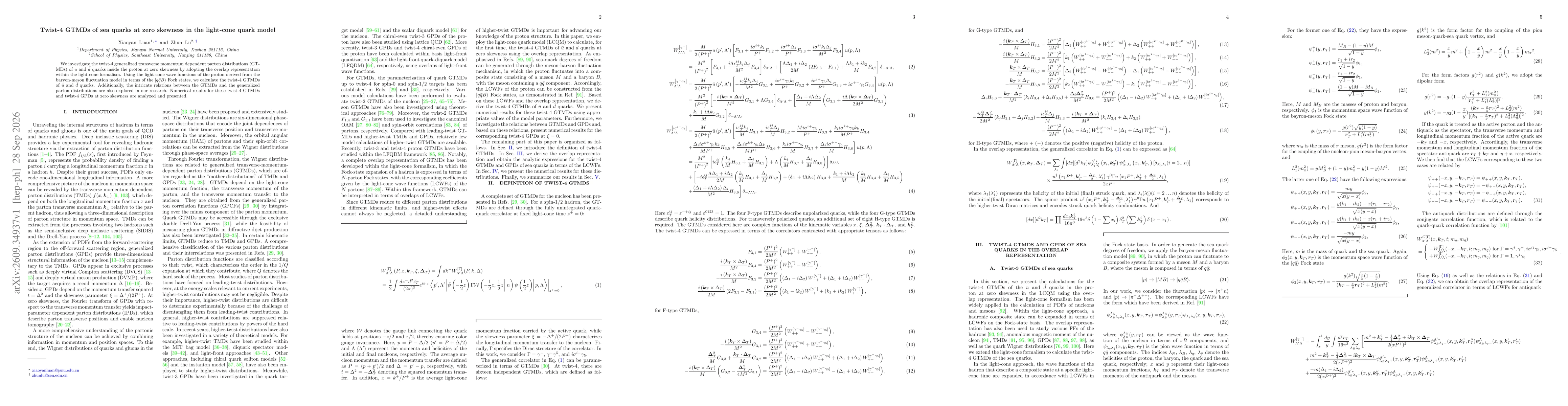 Thumbnail for Twist-4 GTMDs of sea quarks at zero skewness in the light-cone quark model