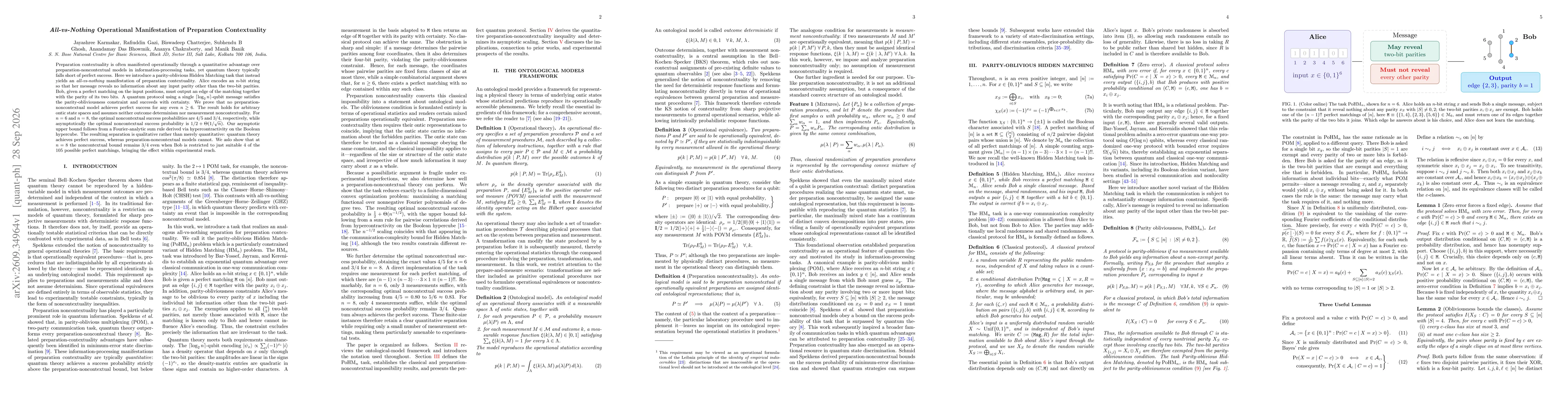 Thumbnail for All-vs-Nothing Operational Manifestation of Preparation Contextuality