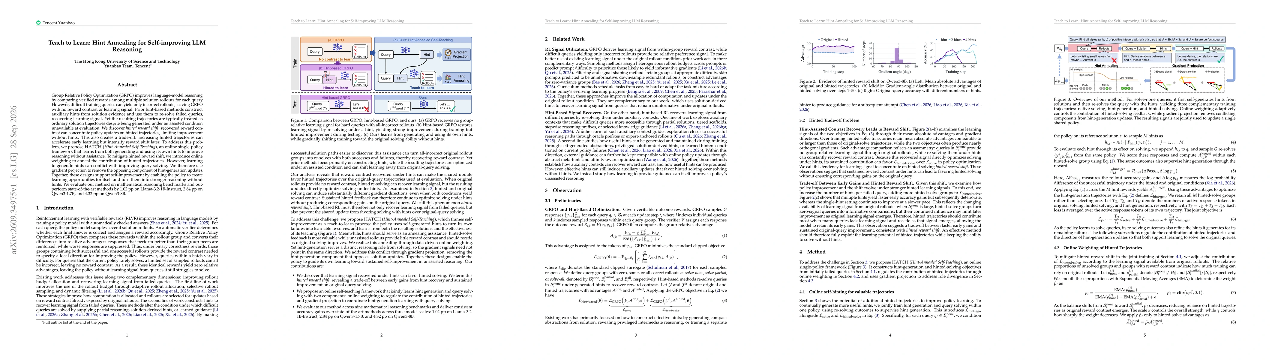 Thumbnail for Teach to Learn: Hint Annealing for Self-improving LLM Reasoning