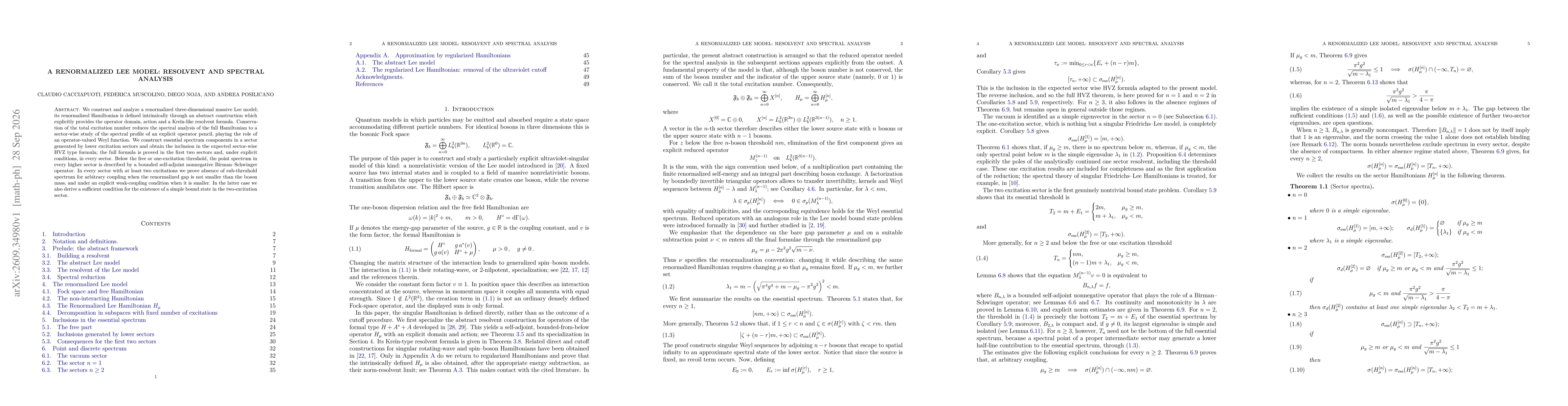 Thumbnail for A renormalized Lee Model: resolvent and spectral analysis