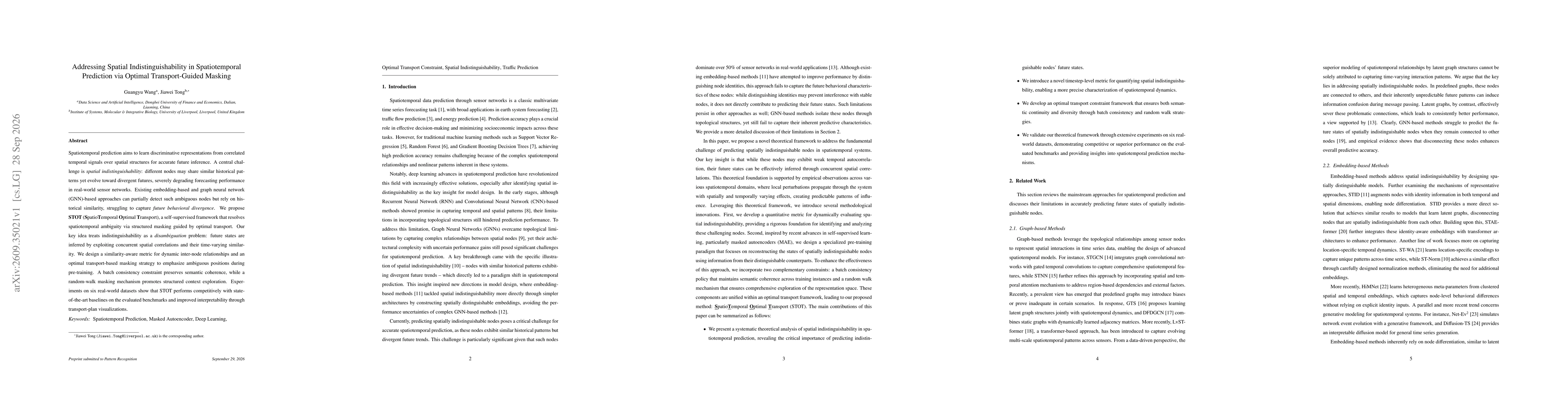 Thumbnail for Addressing Spatial Indistinguishability in Spatiotemporal Prediction via Optimal Transport-Guided Masking