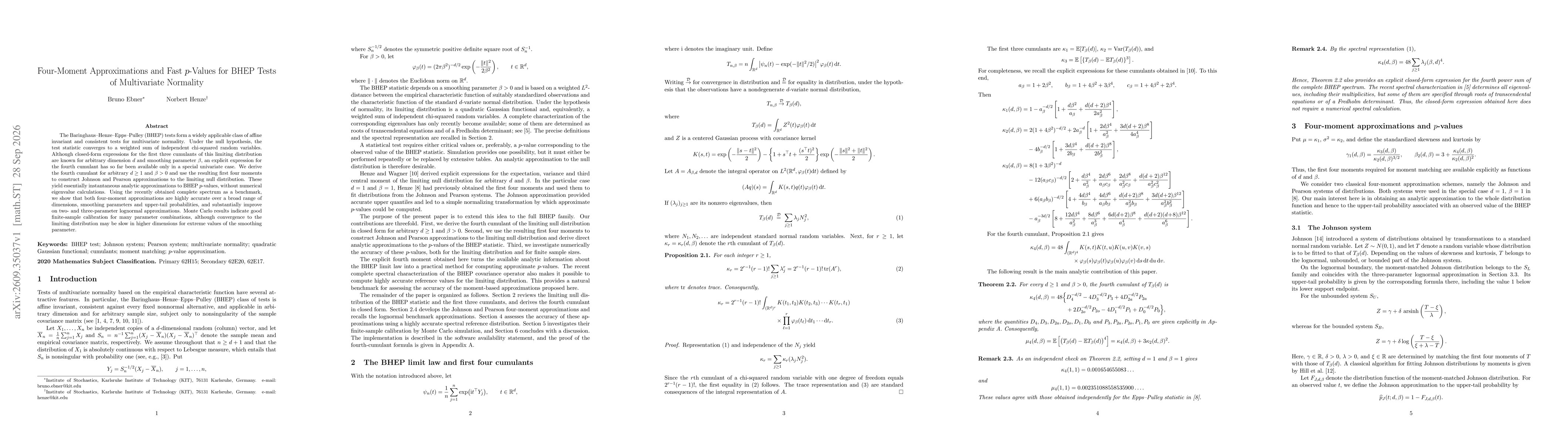 Thumbnail for Four-Moment Approximations and Fast $p$-Values for BHEP Tests of Multivariate Normality