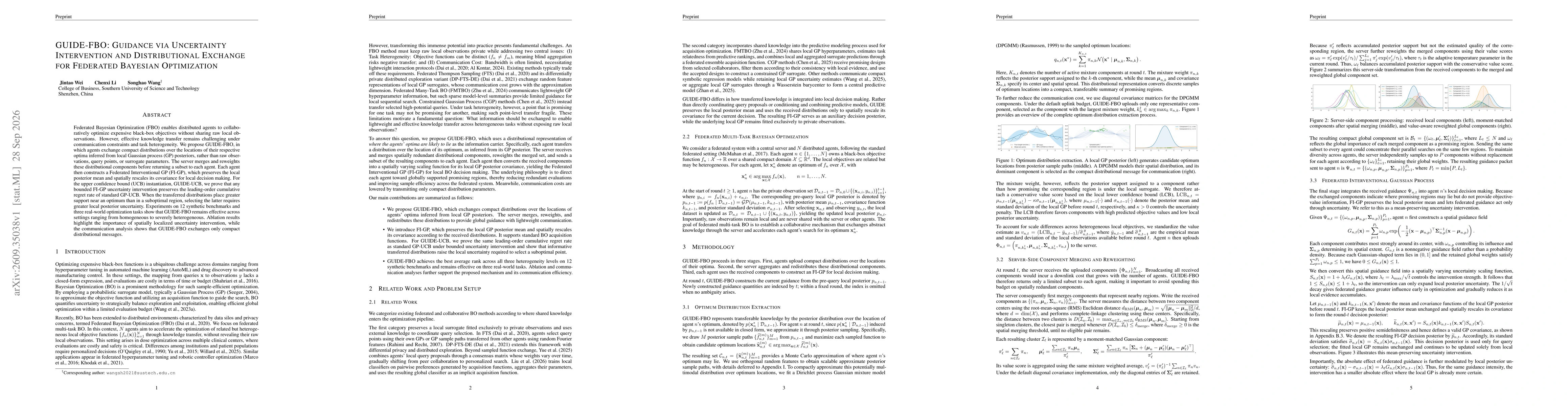 Thumbnail for GUIDE-FBO: Guidance via Uncertainty Intervention and Distributional Exchange for Federated Bayesian Optimization