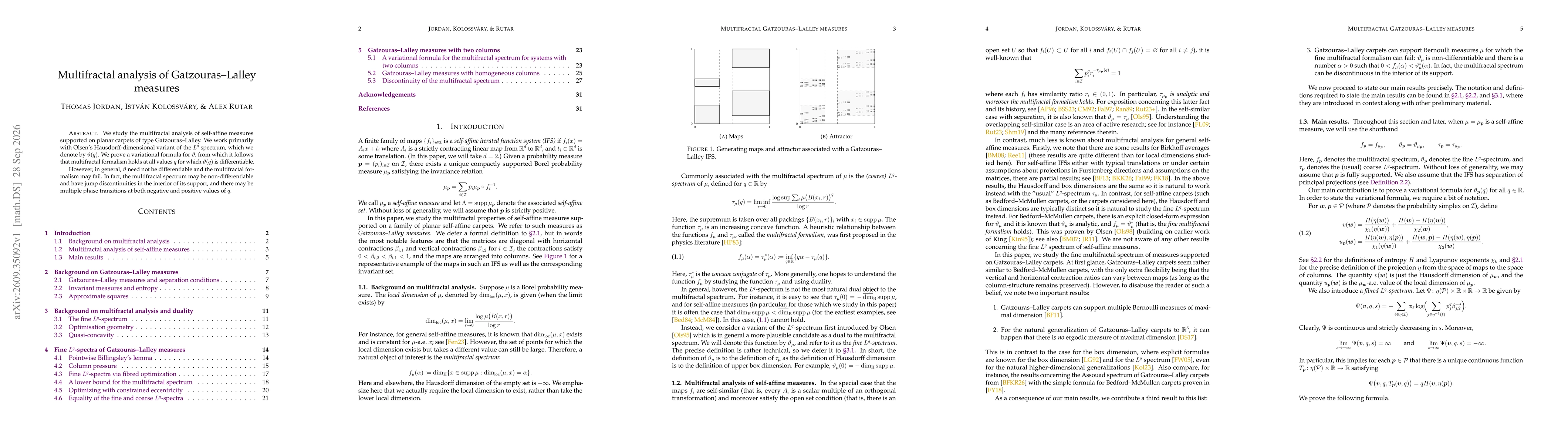 Thumbnail for Multifractal analysis of Gatzouras--Lalley measures
