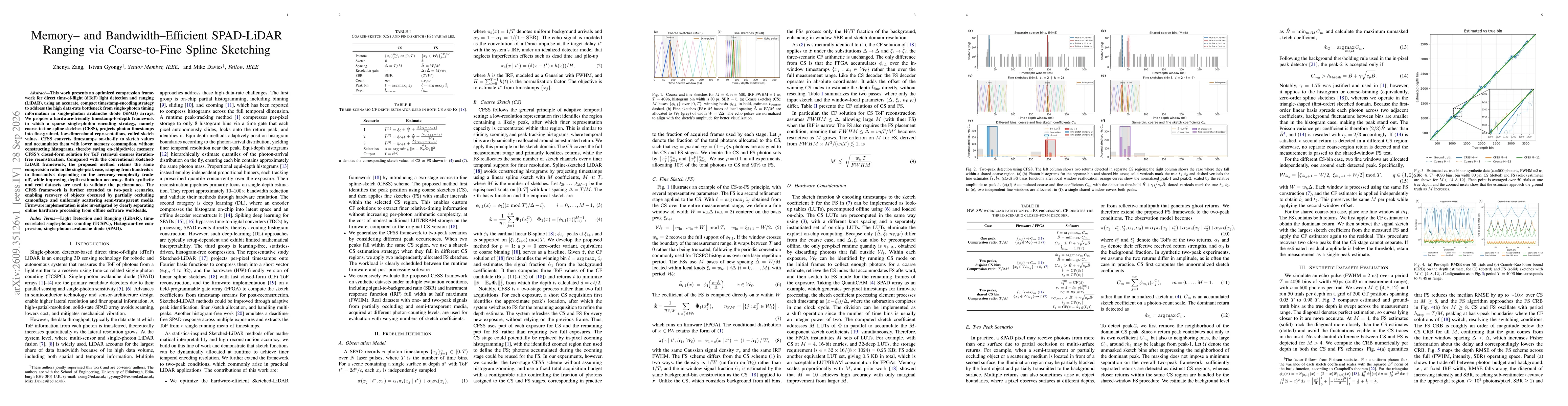 Thumbnail for Memory- and Bandwidth-Efficient SPAD-LiDAR Ranging via Coarse-to-Fine Spline Sketching