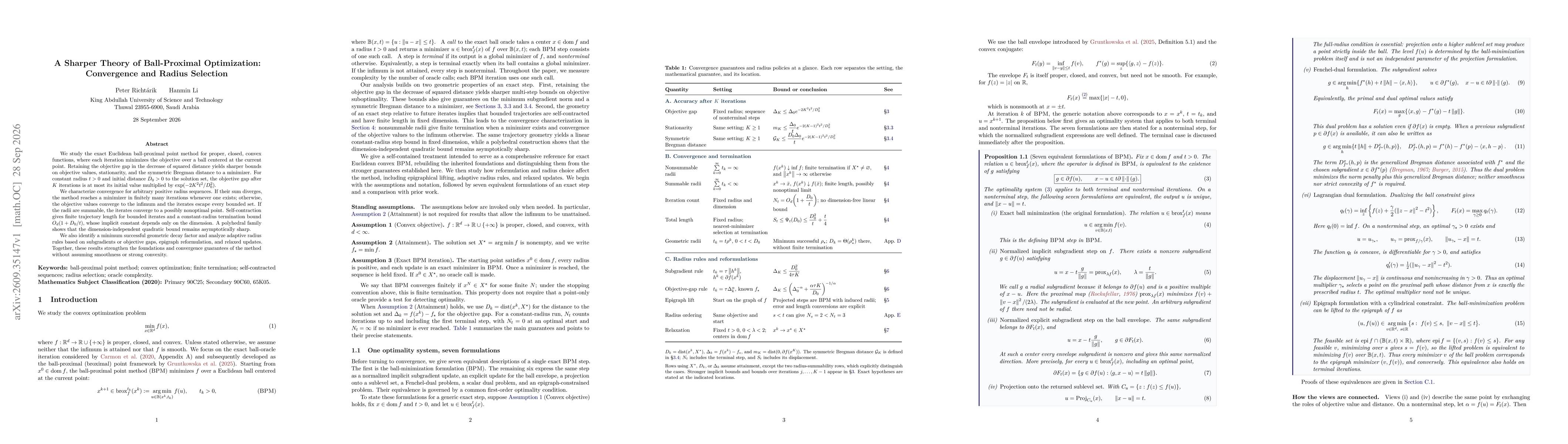 Thumbnail for A Sharper Theory of Ball-Proximal Optimization: Convergence and Radius Selection