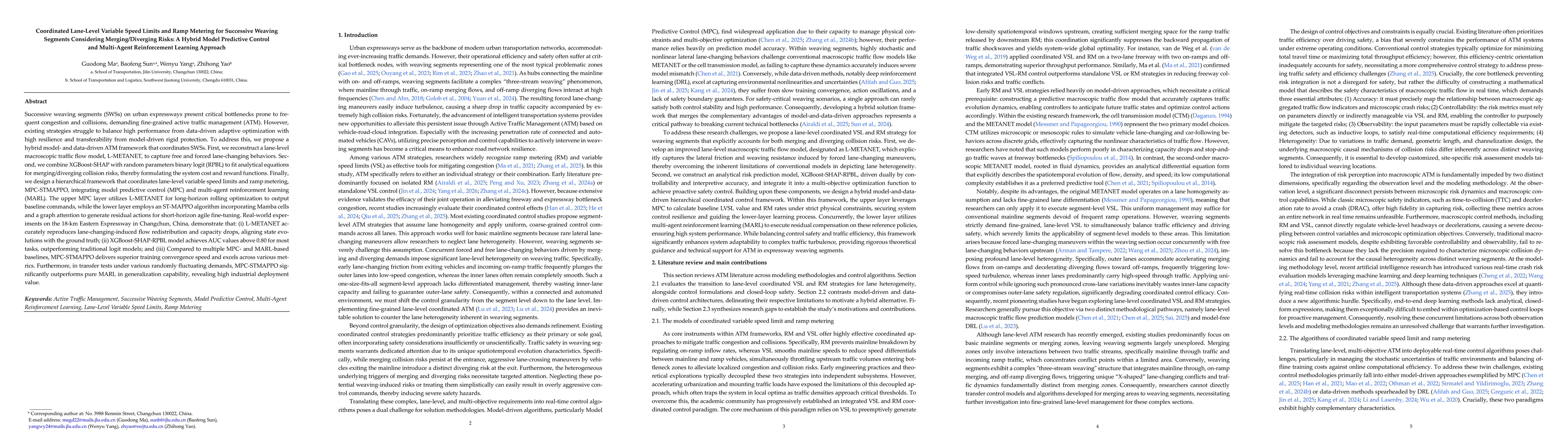 Thumbnail for Coordinated Lane-Level Variable Speed Limits and Ramp Metering for Successive Weaving Segments Considering Merging/Diverging Risks: A Hybrid Model Predictive Control and Multi-Agent Reinforcement Learning Approach