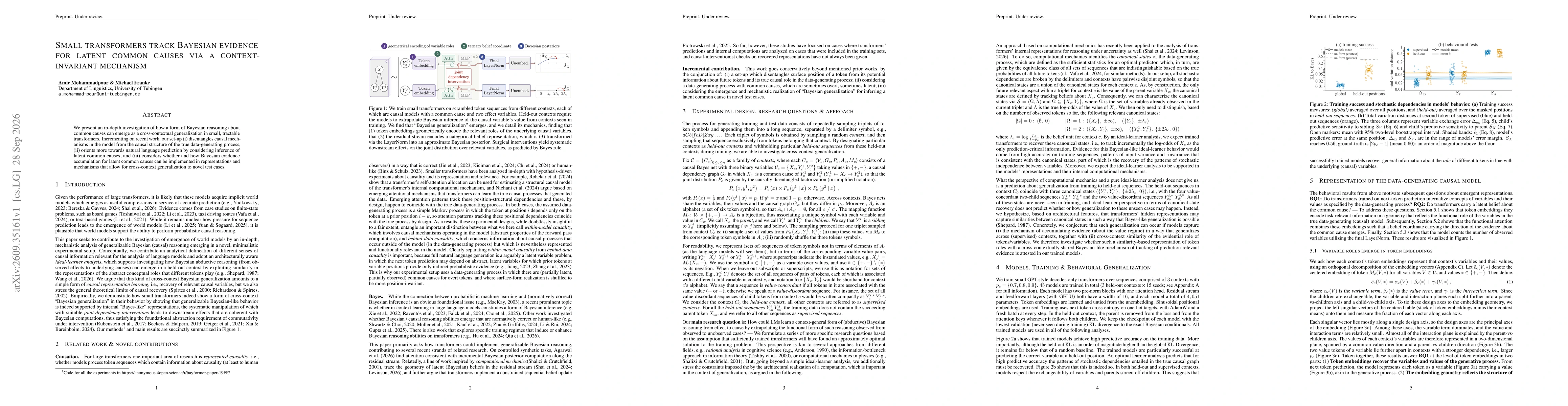 Thumbnail for Small transformers track Bayesian evidence for latent common causes via a context-invariant mechanism