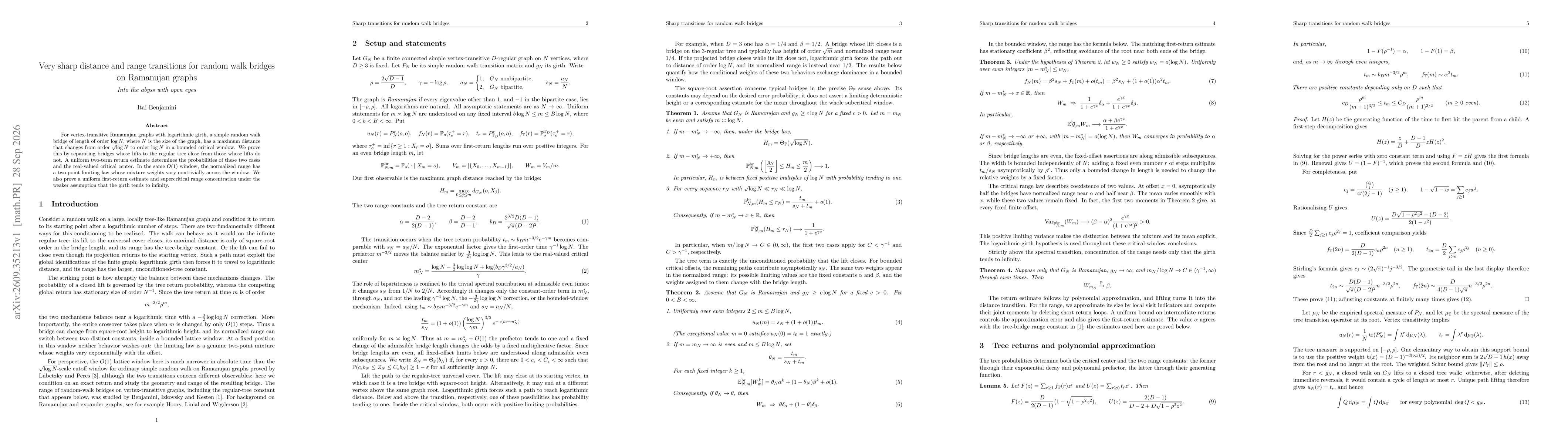 Thumbnail for Very sharp distance and range transitions for random walk bridges on Ramanujan graphs