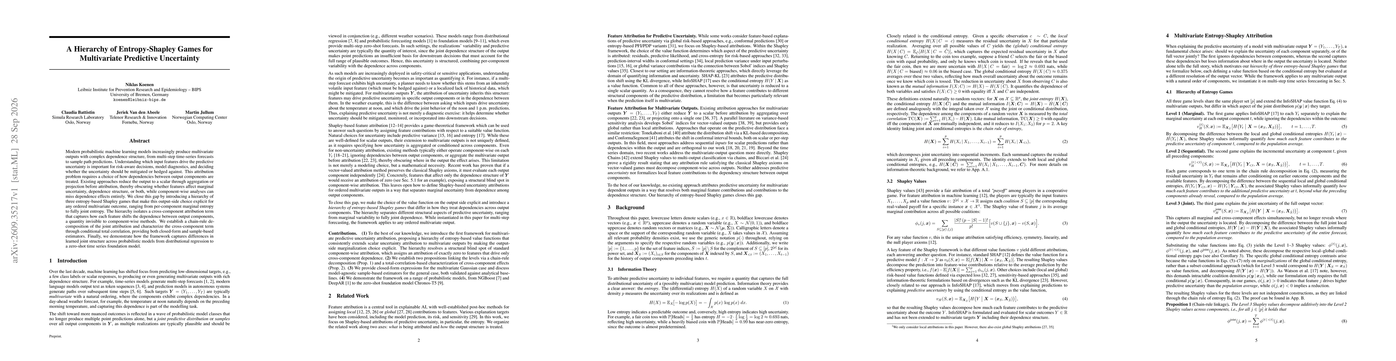 Thumbnail for A Hierarchy of Entropy-Shapley Games for Multivariate Predictive Uncertainty