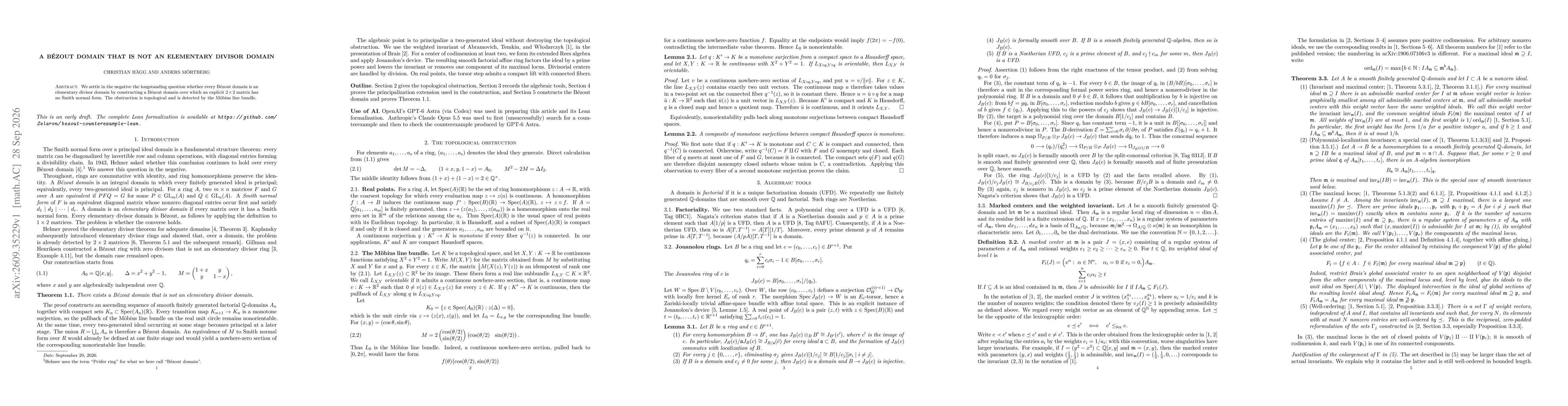 Thumbnail for A Bézout domain that is not an elementary divisor domain