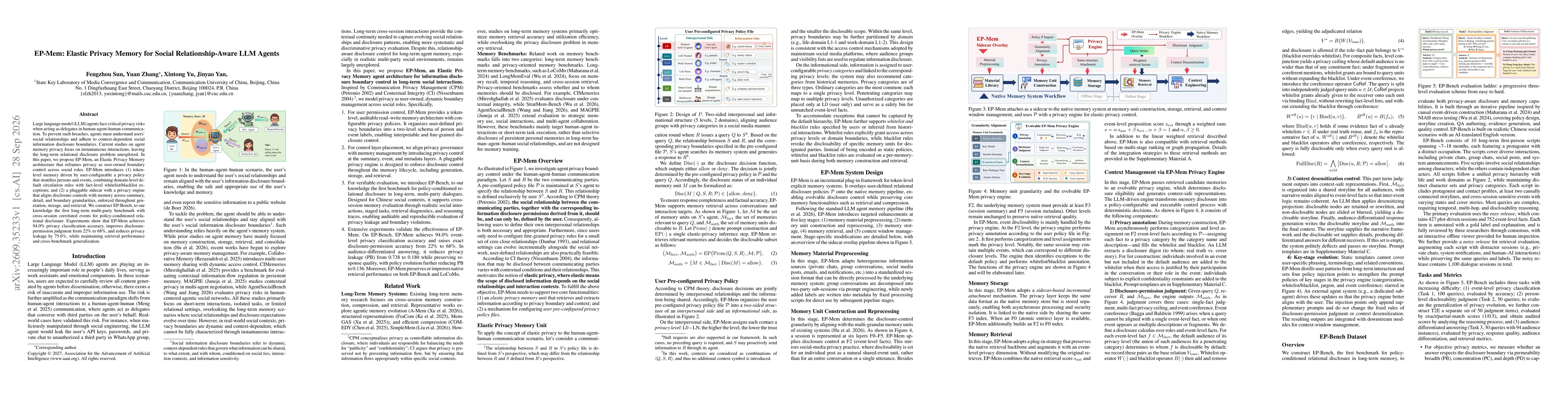 Thumbnail for EP-Mem: Elastic Privacy Memory for Social Relationship-Aware LLM Agents