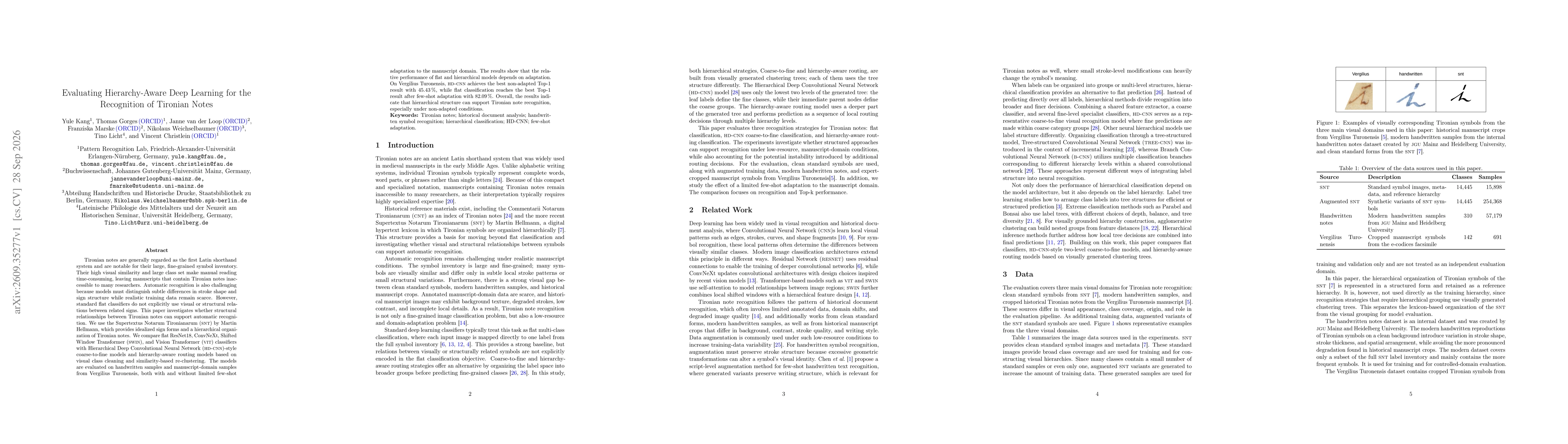 Thumbnail for Evaluating Hierarchy-Aware Deep Learning for the Recognition of Tironian Notes