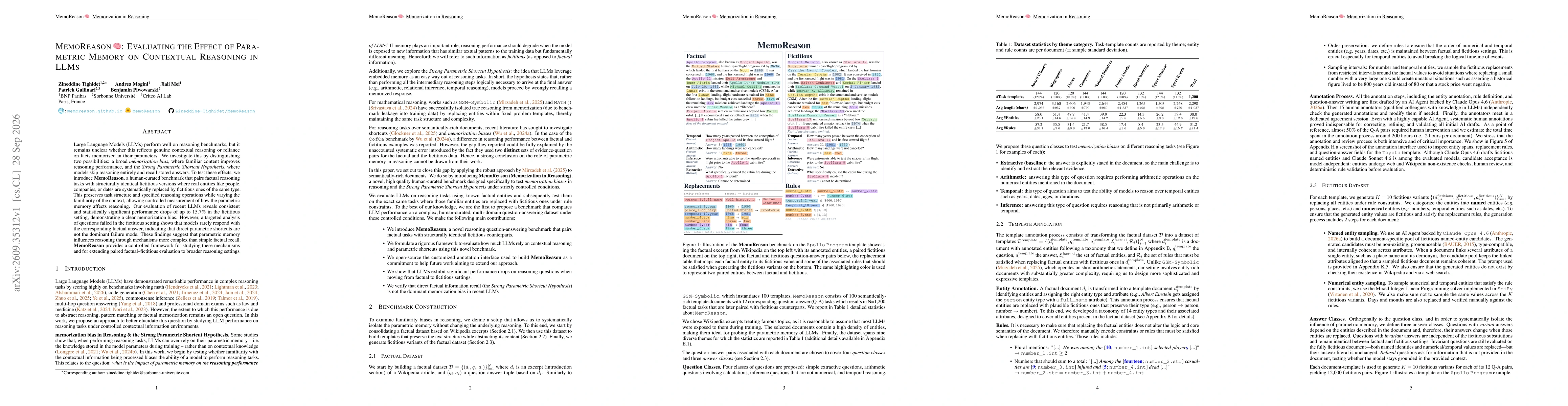 Thumbnail for MemoReason: Evaluating the Effect of Parametric Memory on Contextual Reasoning in LLMs