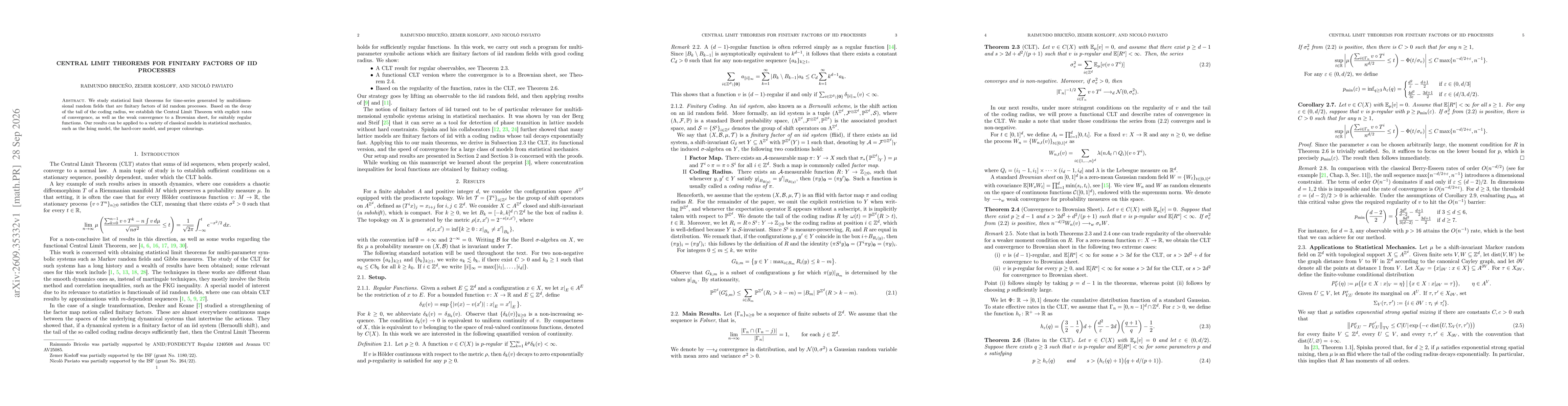 Thumbnail for Central Limit Theorems for Finitary Factors of iid Processes