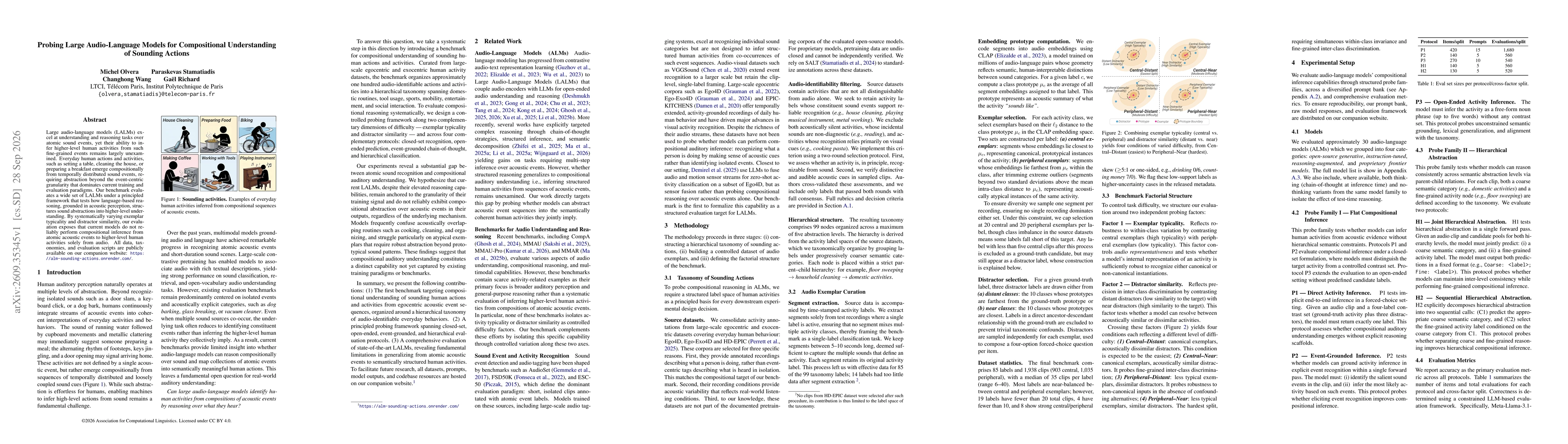 Thumbnail for Probing Large Audio-Language Models for Compositional Understanding of Sounding Actions