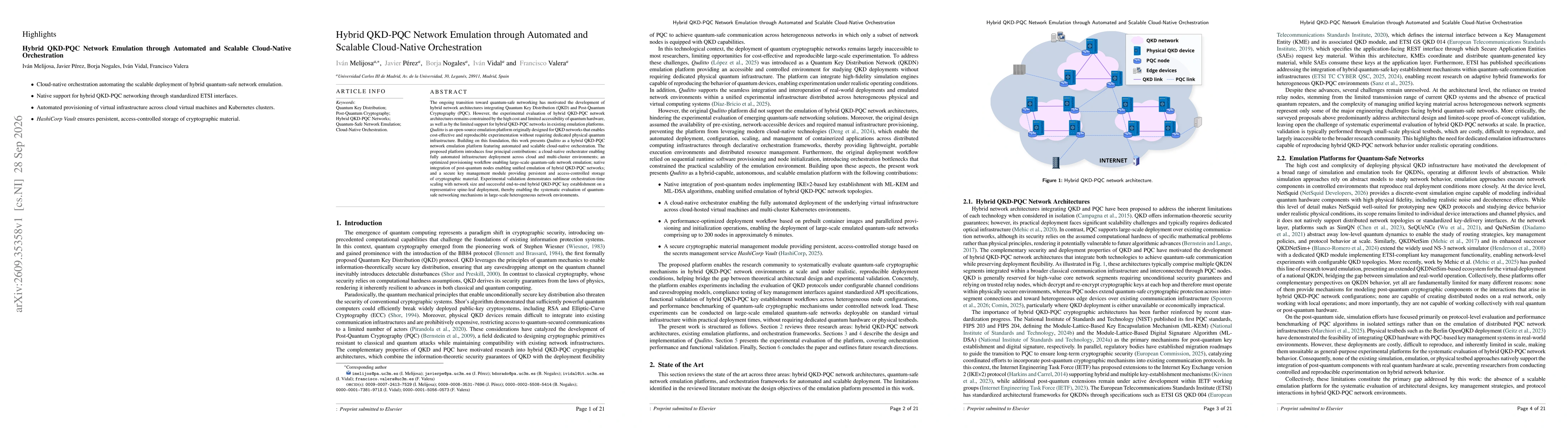 Thumbnail for Hybrid QKD-PQC Network Emulation through Automated and Scalable Cloud-Native Orchestration