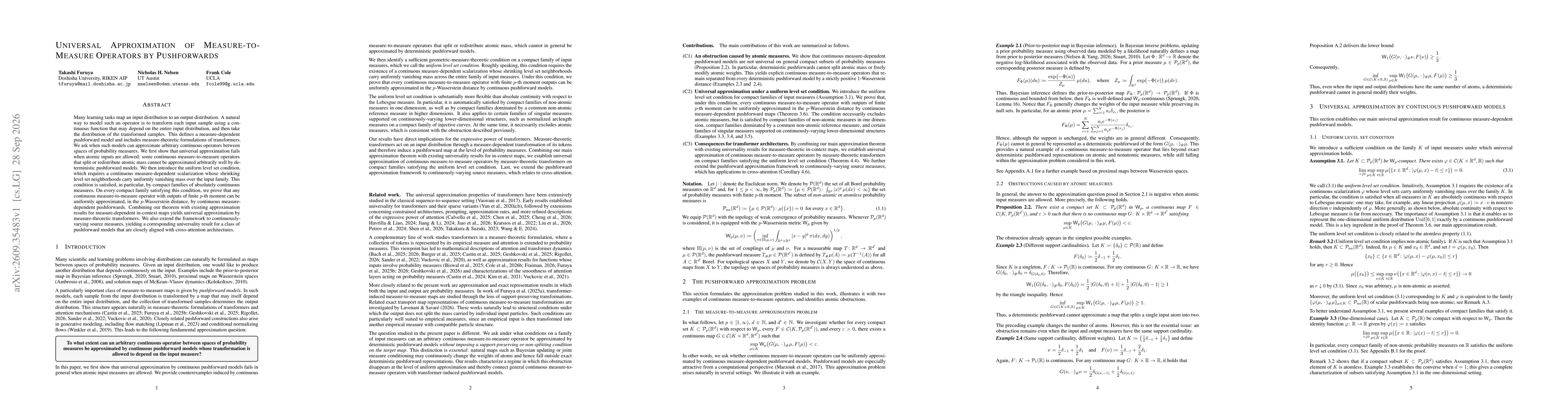 Thumbnail for Universal Approximation of Measure-to-Measure Operators by Pushforwards