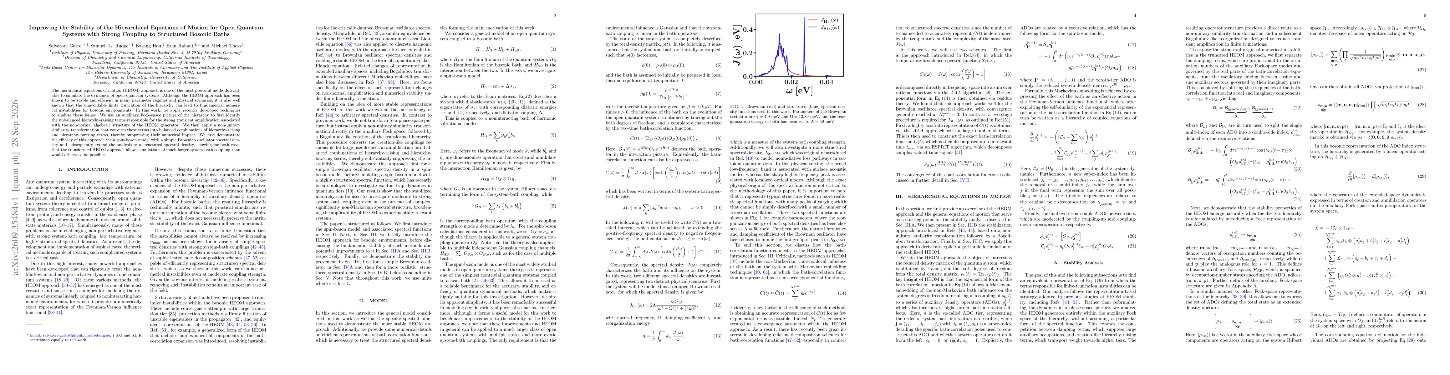 Thumbnail for Improving the Stability of the Hierarchical Equations of Motion for Open Quantum Systems with Strong Coupling to Structured Bosonic Baths