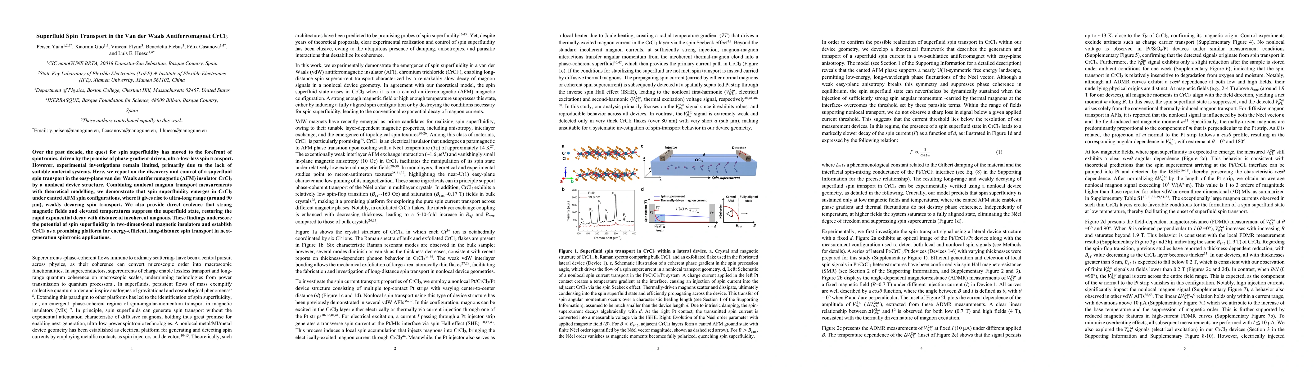 Thumbnail for Superfluid Spin Transport in the Van der Waals Antiferromagnet CrCl$_3$