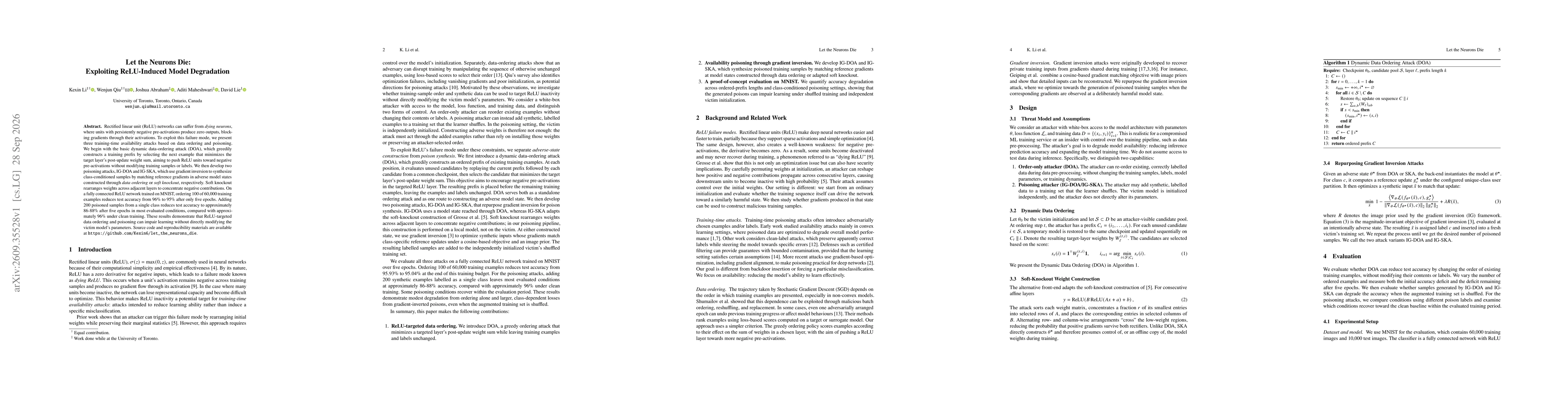 Thumbnail for Let the Neurons Die: Exploiting ReLU-Induced Model Degradation
