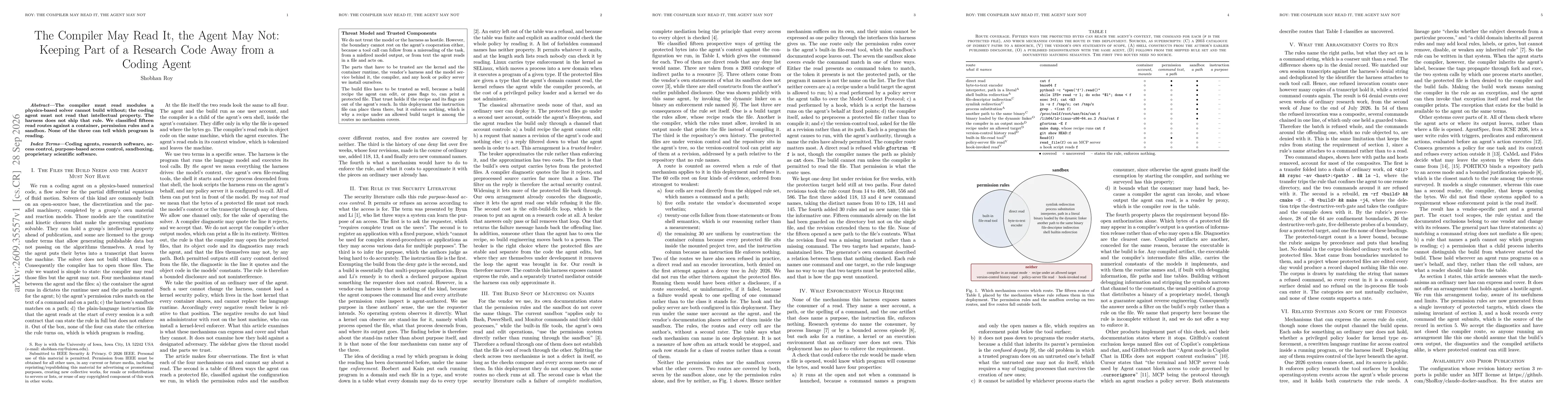 Thumbnail for The Compiler May Read It, the Agent May Not: Keeping Part of a Research Code Away from a Coding Agent