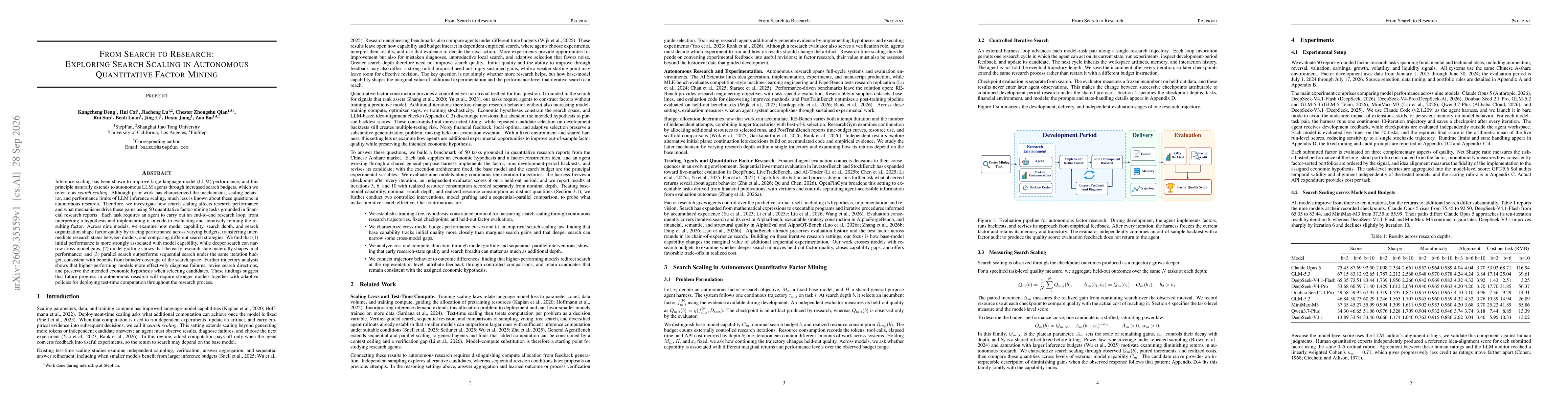 Thumbnail for From Search to Research: Exploring Search Scaling in Autonomous Quantitative Factor Mining