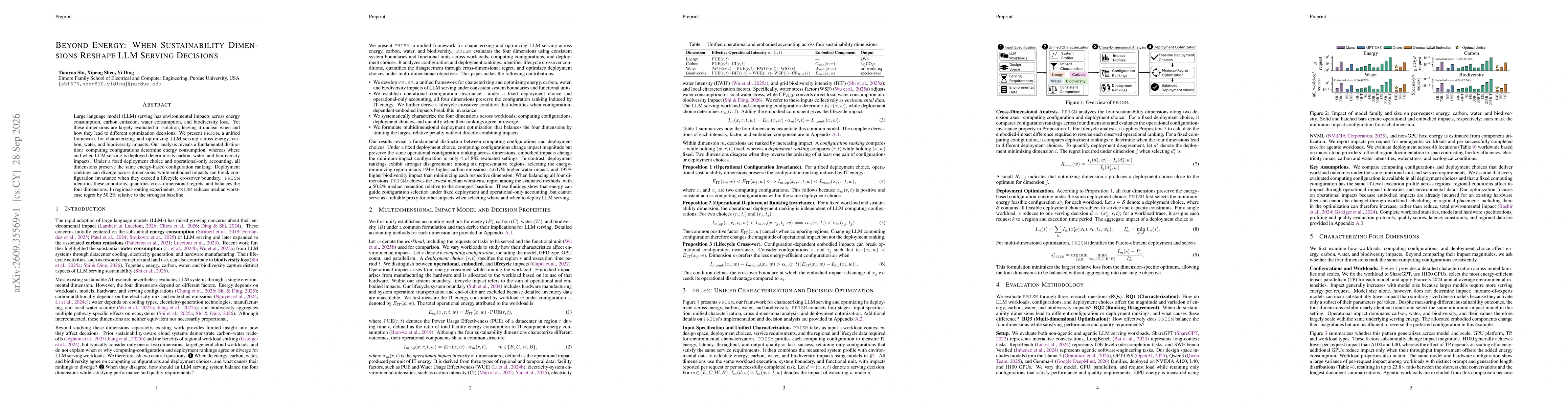 Thumbnail for Beyond Energy: When Sustainability Dimensions Reshape LLM Serving Decisions