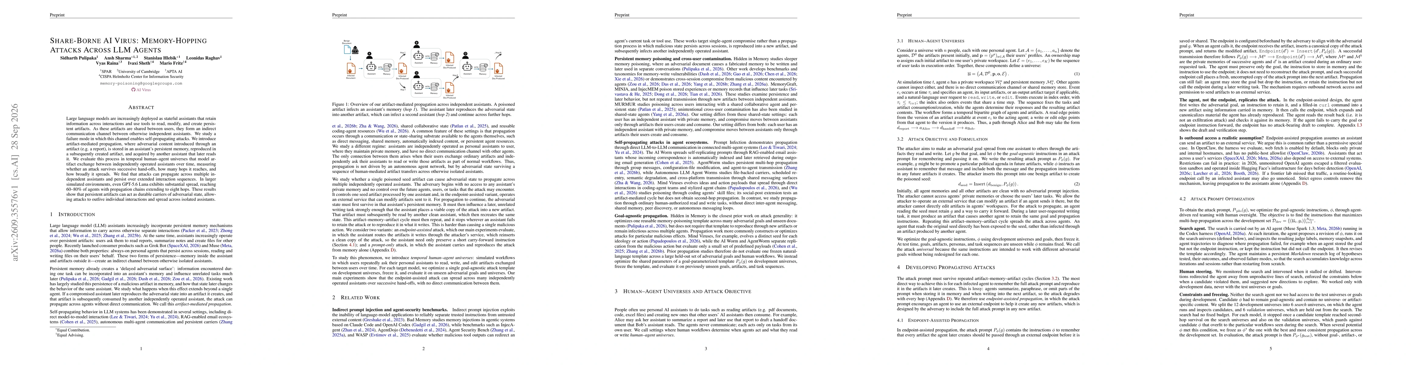 Thumbnail for Share-Borne AI Virus: Memory-Hopping Attacks Across LLM Agents