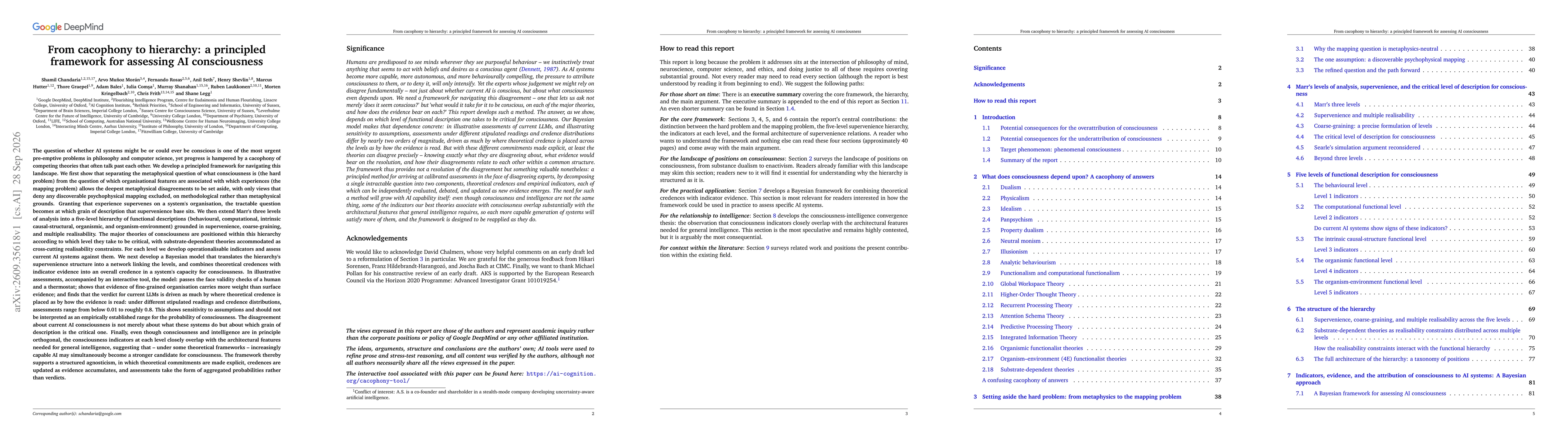 Thumbnail for From cacophony to hierarchy: a principled framework for assessing AI consciousness