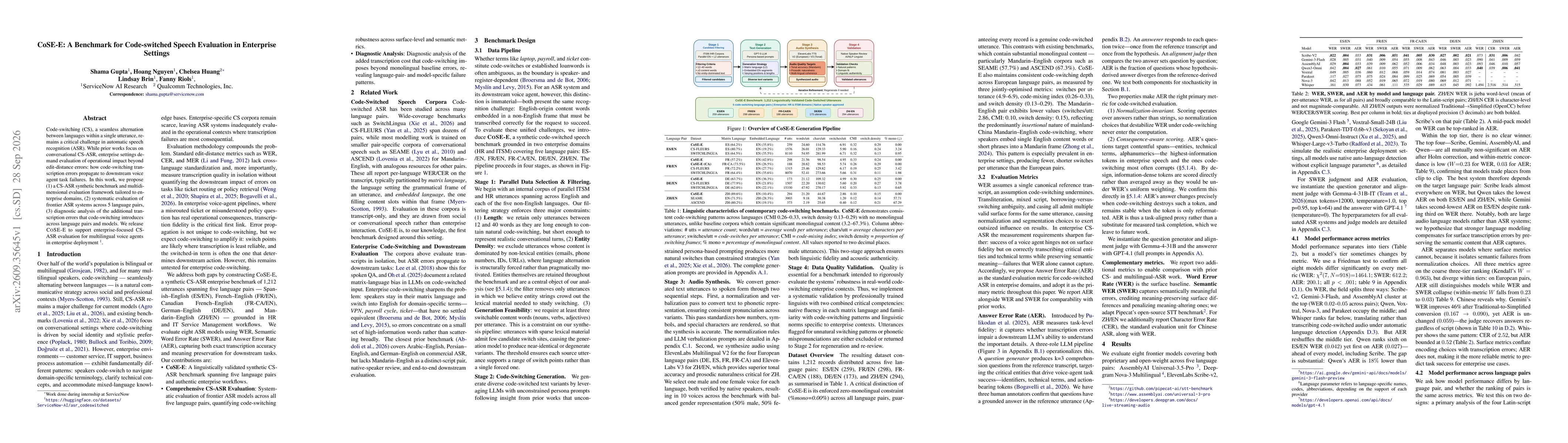 Thumbnail for CoSE-E: A Benchmark for Code-switched Speech Evaluation in Enterprise Settings