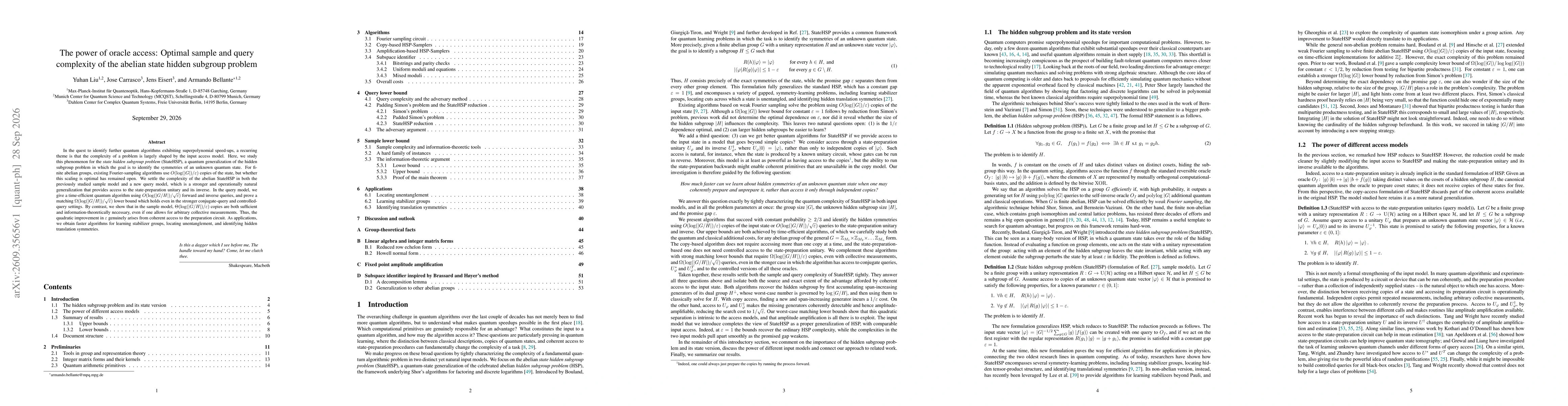 Thumbnail for The power of oracle access: Optimal sample and query complexity of the abelian state hidden subgroup problem