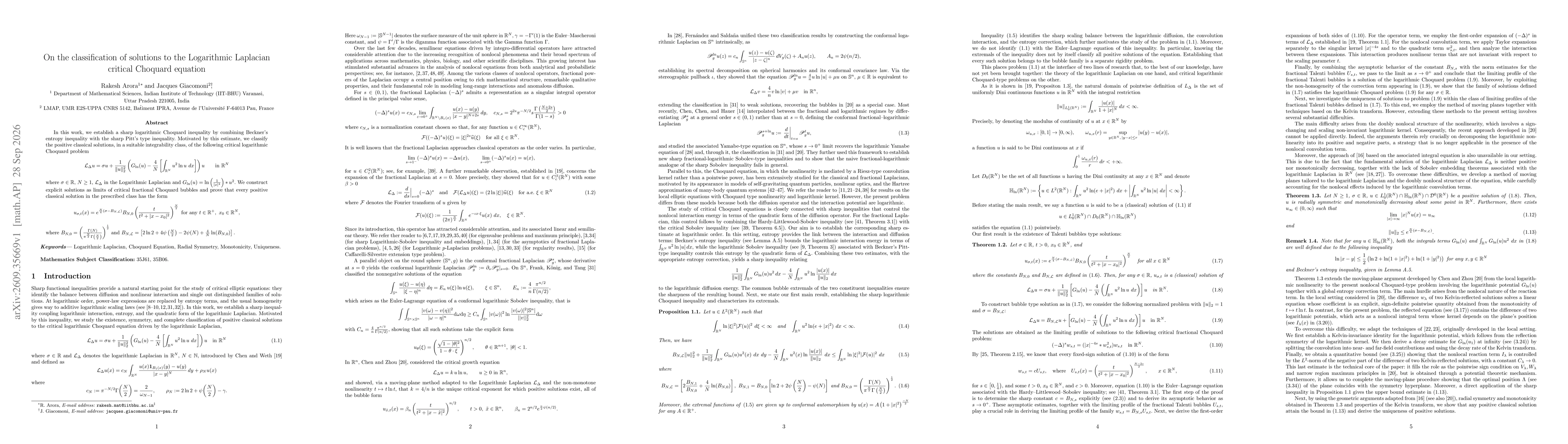 Thumbnail for On the classification of solutions to the Logarithmic Laplacian critical Choquard equation