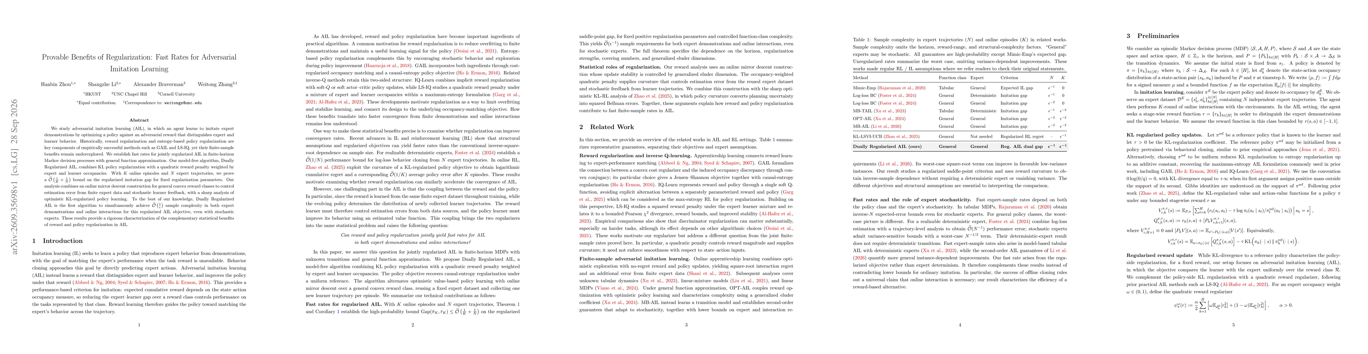 Thumbnail for Provable Benefits of Regularization: Fast Rates for Adversarial Imitation Learning