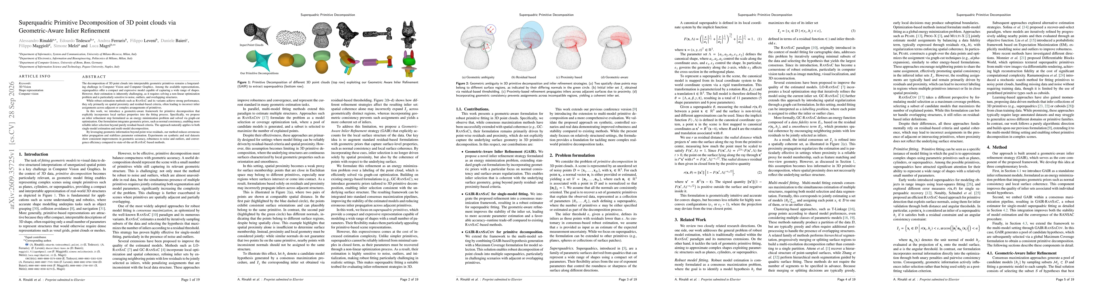 Thumbnail for Superquadric Primitive Decomposition of 3D point clouds via Geometric-Aware Inlier Refinement