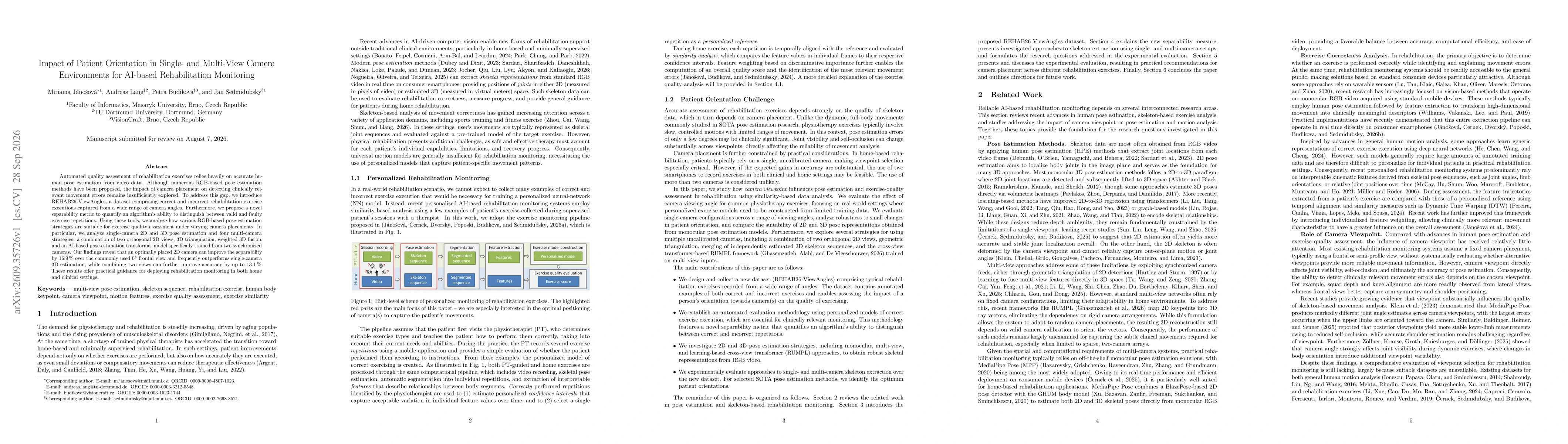Thumbnail for Impact of Patient Orientation in Single- and Multi-View Camera Environments for AI-based Rehabilitation Monitoring