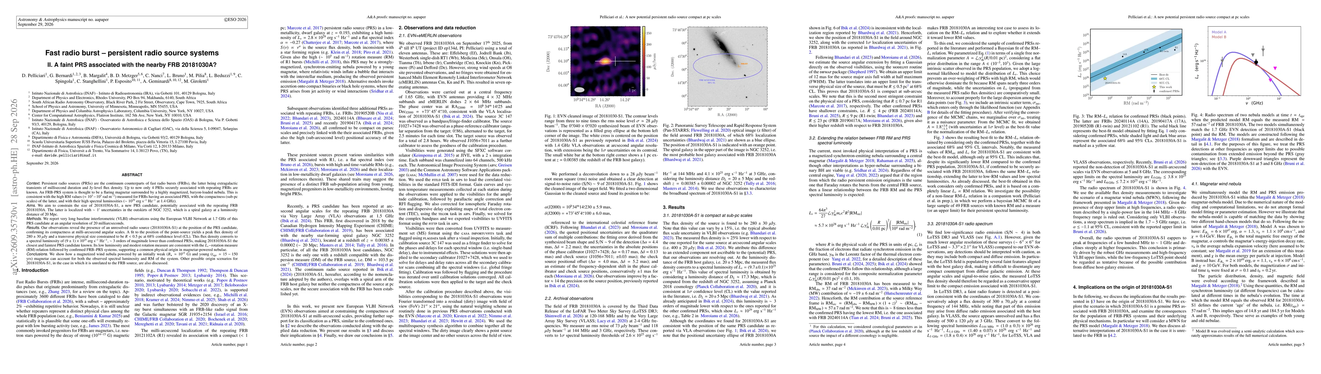Thumbnail for Fast radio burst - persistent radio source systems II. A faint PRS associated with the nearby FRB 20181030A?