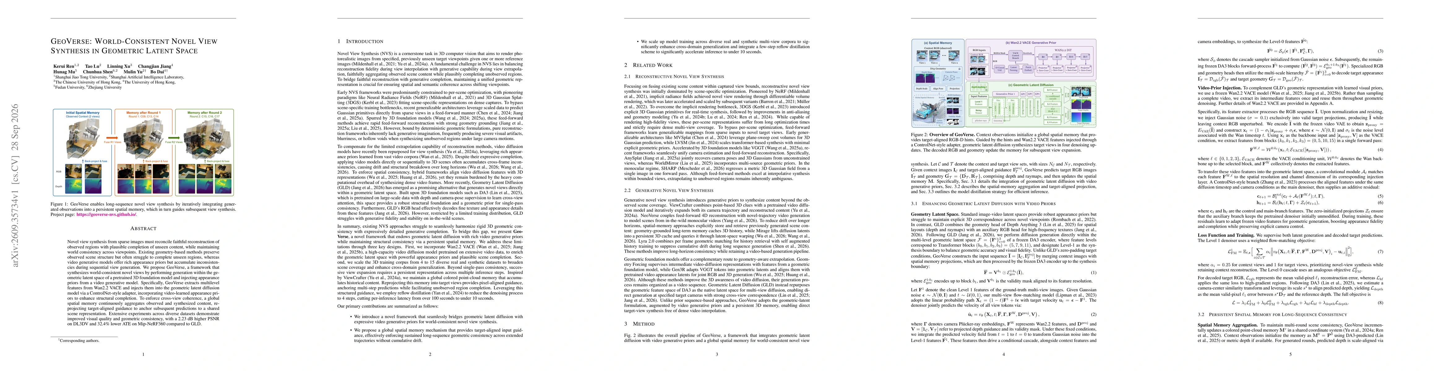 Thumbnail for GeoVerse: World-Consistent Novel View Synthesis in Geometric Latent Space