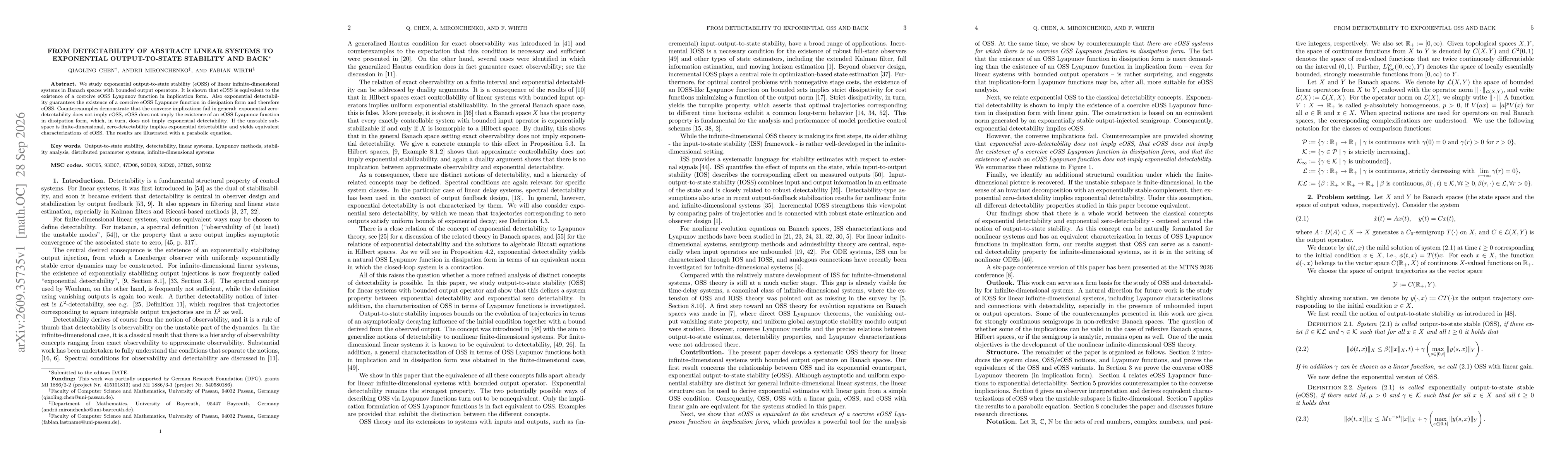 Thumbnail for From detectability of abstract linear systems to exponential output-to-state stability and back