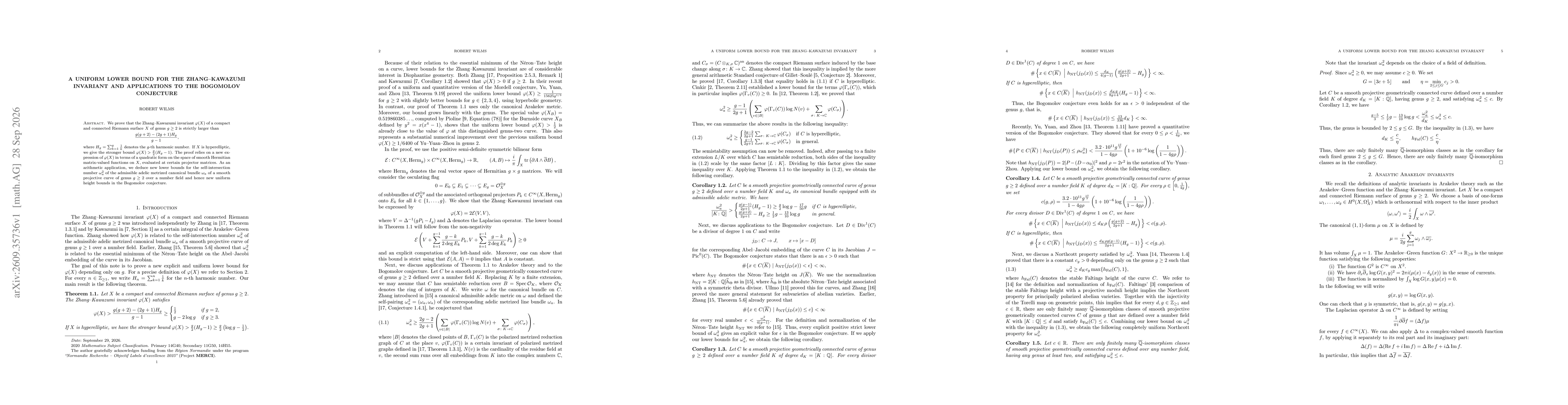 Thumbnail for A uniform lower bound for the Zhang-Kawazumi invariant and applications to the Bogomolov conjecture