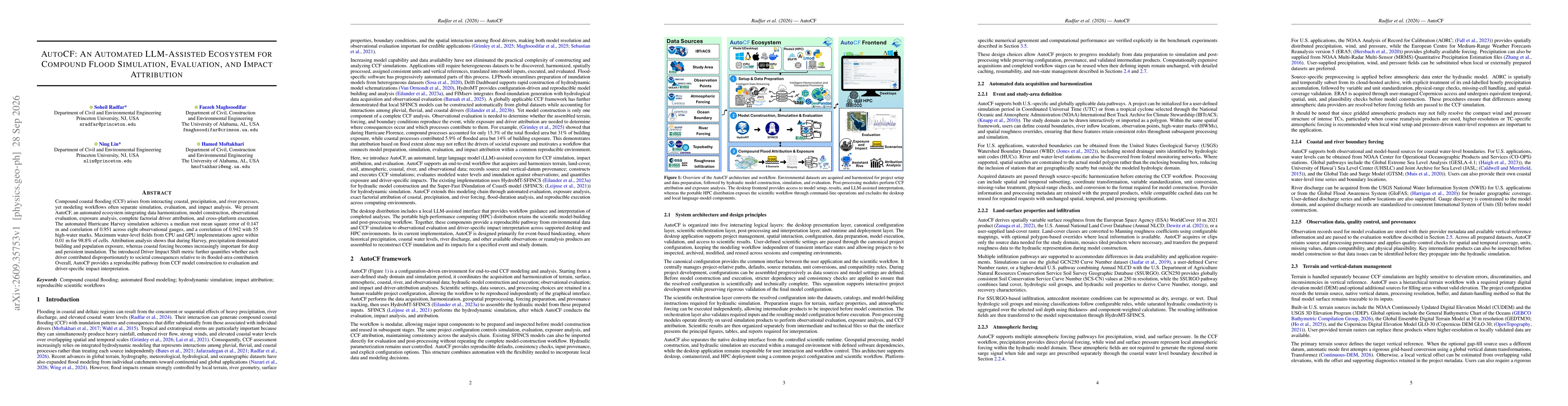 Thumbnail for AutoCF: An Automated LLM-Assisted Ecosystem for Compound Flood Simulation, Evaluation, and Impact Attribution