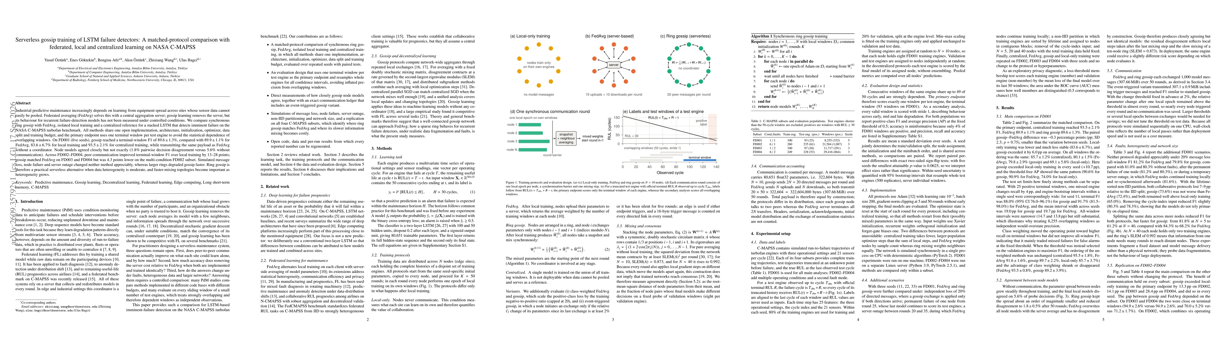 Thumbnail for Serverless gossip training of LSTM failure detectors: A matched-protocol comparison with federated, local and centralized learning on NASA C-MAPSS