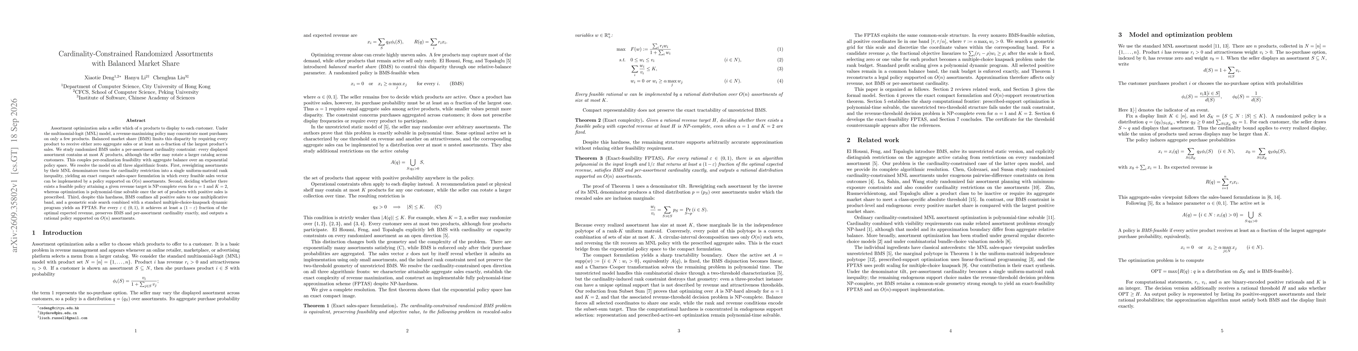 Thumbnail for Cardinality-Constrained Randomized Assortments with Balanced Market Share