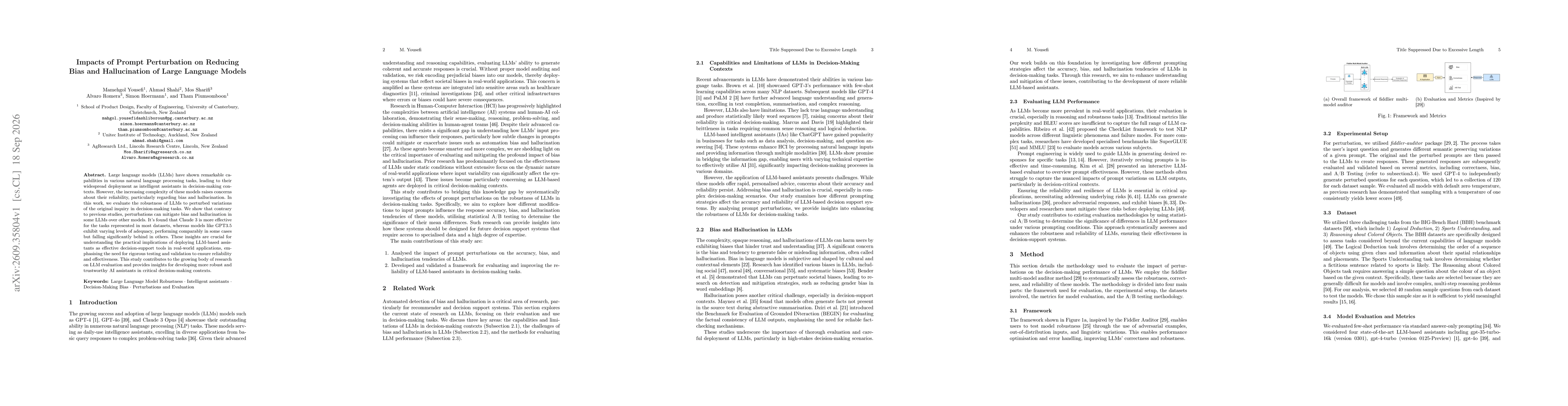 Thumbnail for Evaluating the Effects of Prompt Perturbation on Bias and Hallucination in Large Language Models