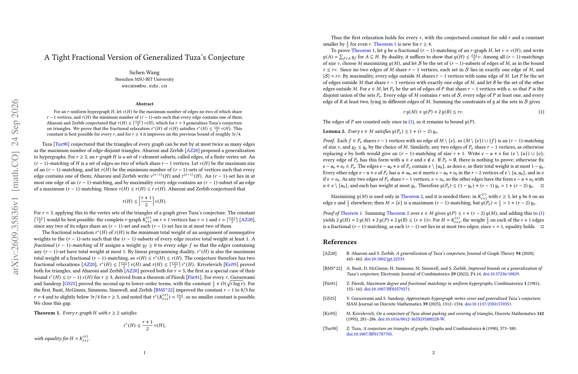 Thumbnail for A Tight Fractional Version of Generalized Tuza's Conjecture