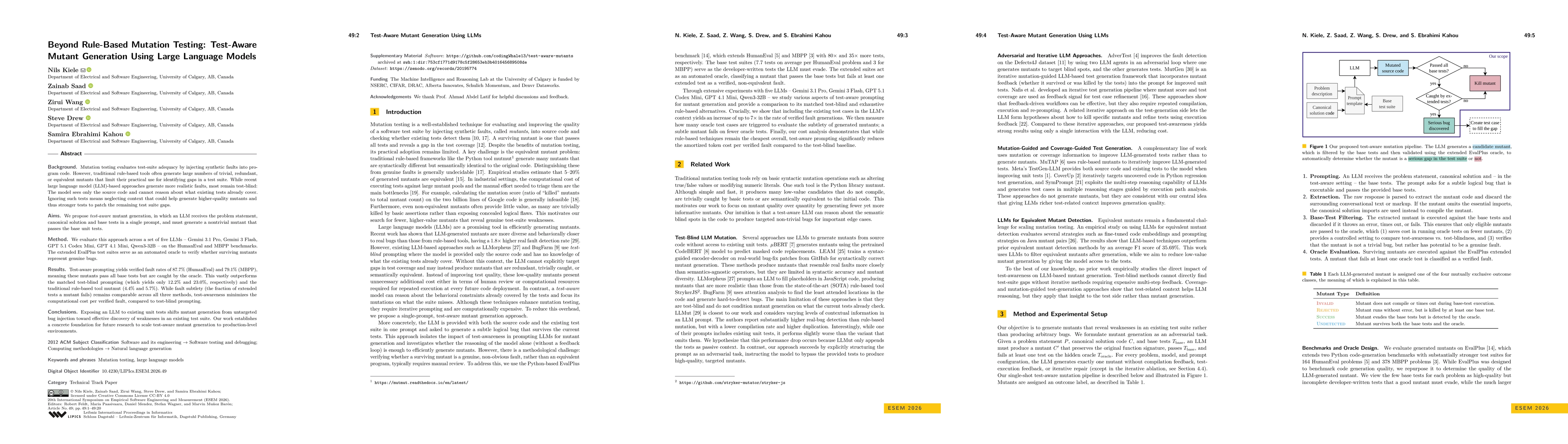 Thumbnail for Beyond Rule-Based Mutation Testing: Test-Aware Mutant Generation Using Large Language Models