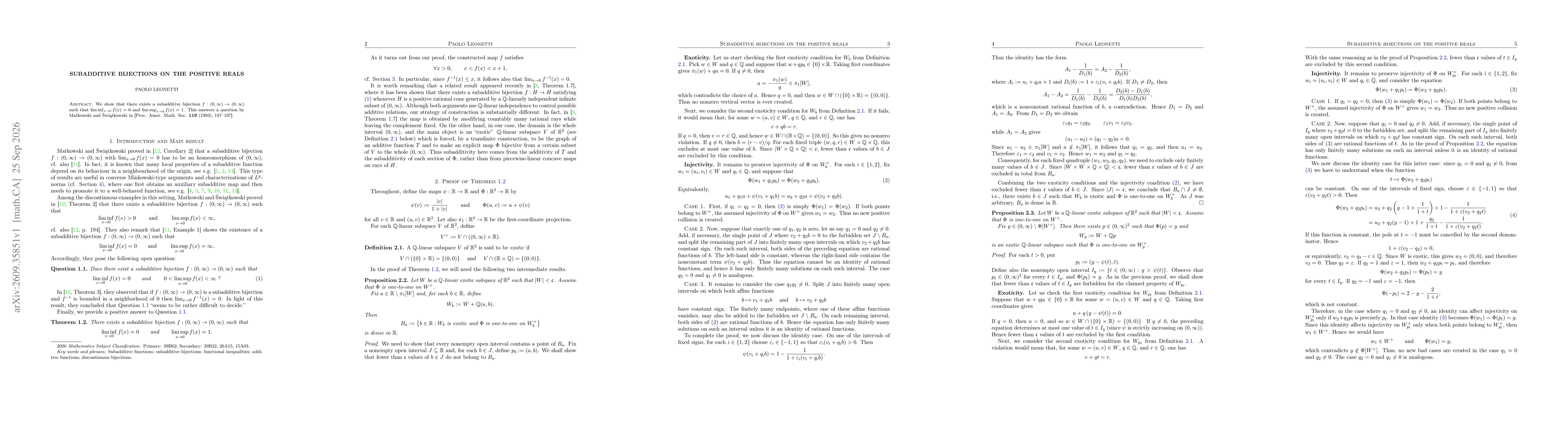 Thumbnail for Subadditive bijections on the positive reals